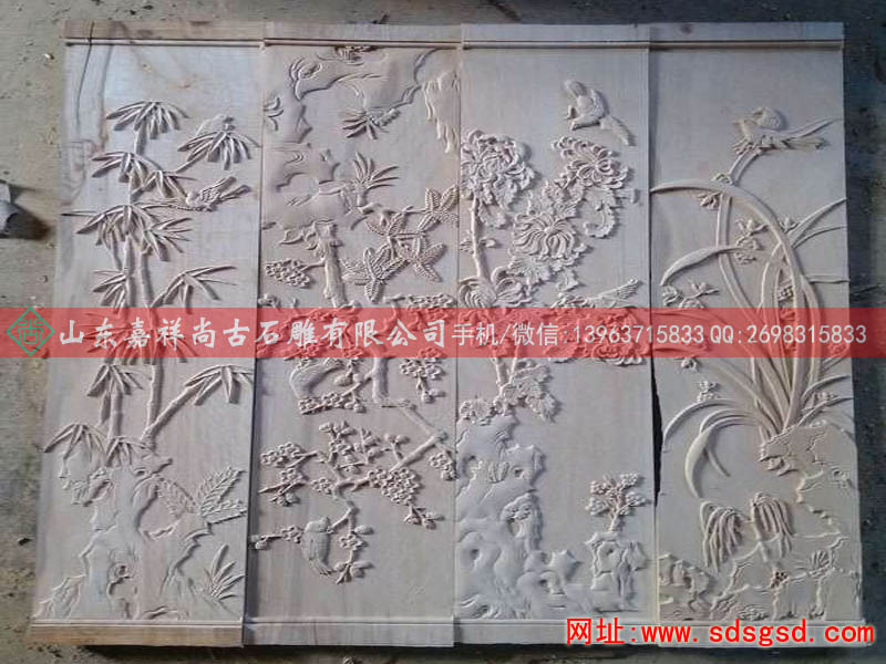 浮雕梅兰竹菊壁画